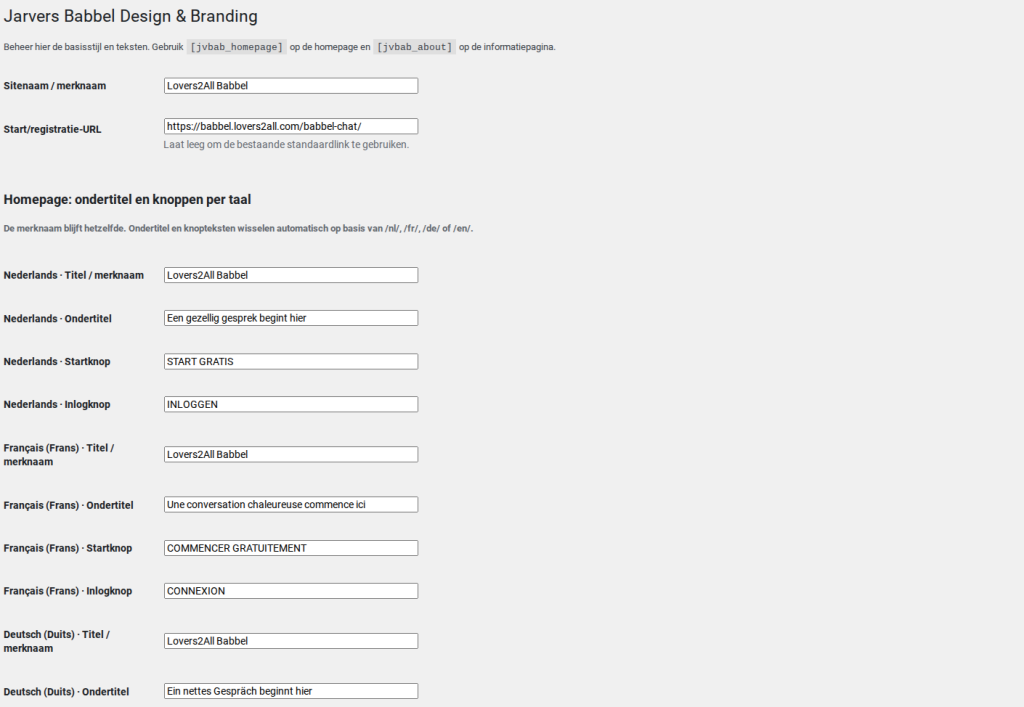Open de ontwerpinstellingen