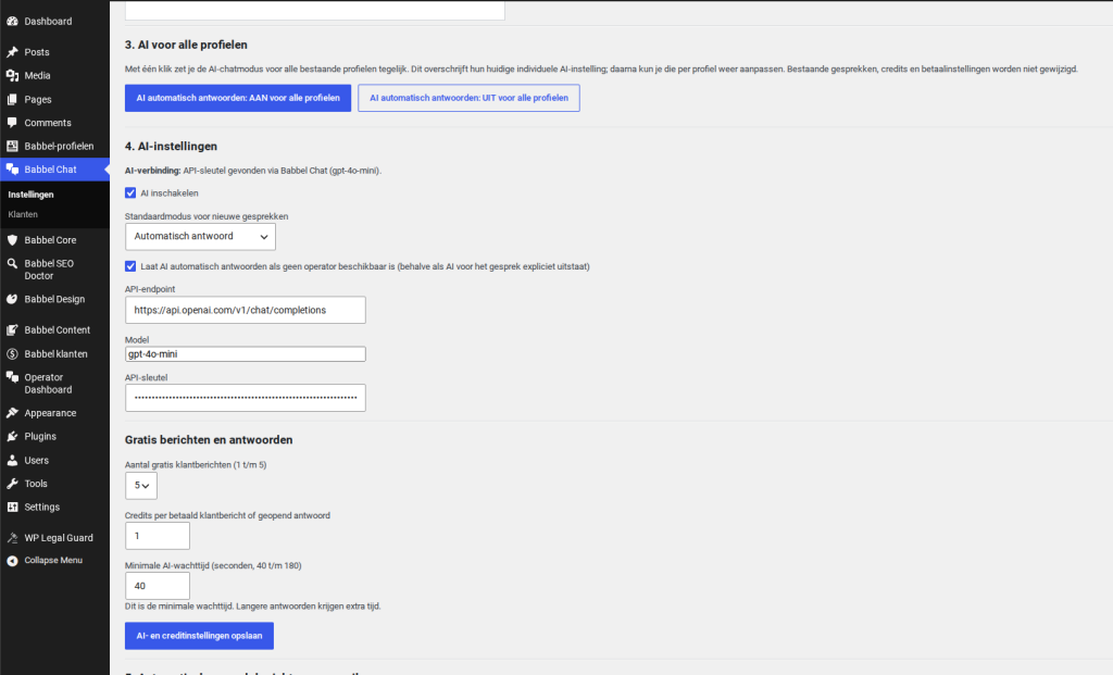 Controleer de gespreksinstellingen